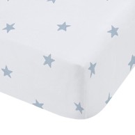 BIANCA Pamučna dječja plahta s gumom za dječji krevetić 70x140 cm, bijela/plava Mini Star & Stripes