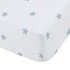 BIANCA Pamučna dječja plahta s gumom za dječji krevetić 70x140 cm, bijela/plava Mini Star & Stripes