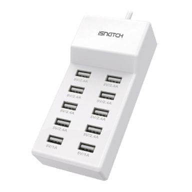 ISNATCH Mrežni punjač, 10 x USB, 50 W, 10 A