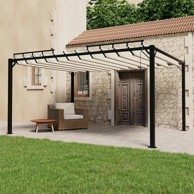 Sjenica s rešetkastim krovom 3 x 4 m krem tkanina i aluminij