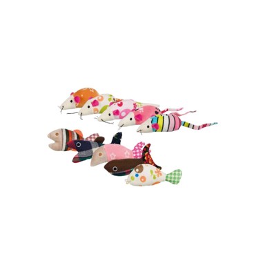 TRIXIE Igračka za mačke, pliš miš/riba, 9-12 cm, 1 komad