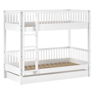 VIPACK Bijeli dječji krevet od masivne bukve na kat/s dodatnim ležajem s prostorom za odlaganje 90x200 cm Forrest 