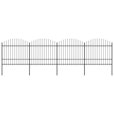 Vrtna ograda s ukrasnim kopljima (1,5-1,75) x 6,8 m čelična crna