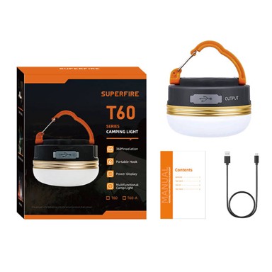SUPERFIRE Kamperska svjetiljka T60, 2,5 W, 1000 mAh