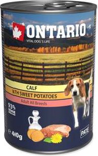 ONTARIO Dog Konzerva 400 g, teletina i batat