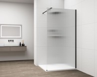 POLYSAN Tuš pregrada ESCA, jednodijelna, za zidnu montažu, 900 mm, Flute staklo, crna mat