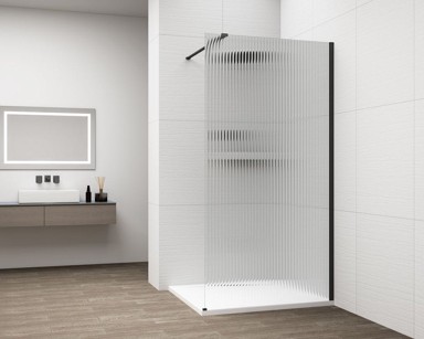 POLYSAN Tuš pregrada ESCA, jednodijelna, za zidnu montažu, 900 mm, Flute staklo, crna mat