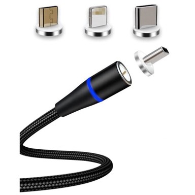 OPTONICA Univerzalni kabel za brzo punjenje, Micro USB, iPhone, USB-C, magnetski, 1m