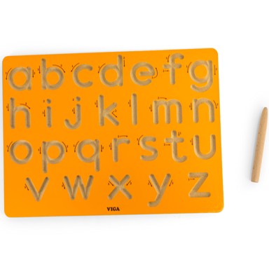 VIGA Ploča za grafomotoriku za učenje pisanja malih slova, narančasta
