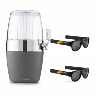 INNOVAGOODS Paket rashladnog dozatora piva i 2 sklopive sunčane naočale Sunfold Spain Black