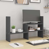 Stalak za monitor, 72 x 17 x 43 cm, masivna borovina, siva