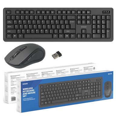 SAVIO Set tipkovnica i miš KB-03 Home/Office žičani USB QWERTY US engleski, crni