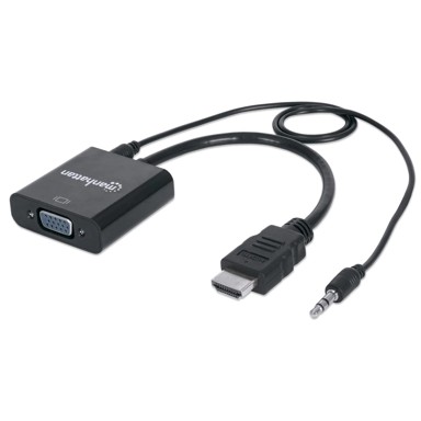 MANHATTAN Adapter, HDMI (M) na VGA (Ž), audio, crni