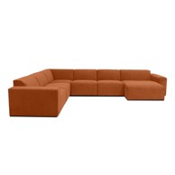 SCANDIC Narančasta baršunasta modularna sofa u obliku slova U Sting, desni kut, 371x141x70,05 cm