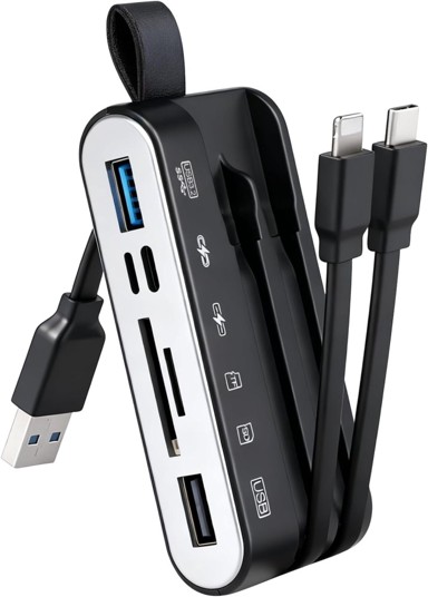 CAREHABI Čitač kartica 5-u-1, USB 3.2, priključak za punjenje