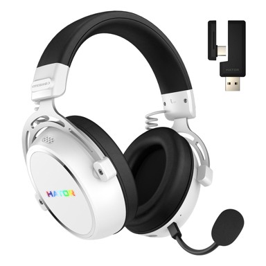 HATOR Bežične gaming slušalice Hypergang 3, USB-C/USB-A, Bluetooth, bijele