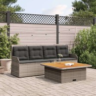 3-dijelna vrtna garnitura od poli-ratana s jastucima, siva