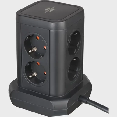 BRENNENSTUHL Produžni toranj 8-utičnica 2×USB-A 1×USB-C crni 2 m