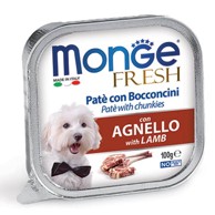 MONGE Hrana za pse Fresh Pate, komadići s janjetinom, 100 g