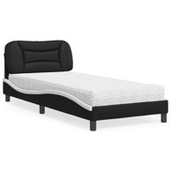 Krevet s madracem crno-bijeli 90 x 200 cm od umjetne kože
