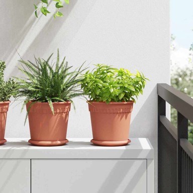 Saksija za cvijeće, okrugla, Ø 19 x 16,5 cm, plastika, crvena cigla, 6 komada