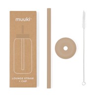 MUUKI Silikonska slamka s četkom i poklopcem, milk coffee