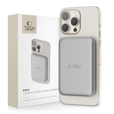 TECH-PROTECT MagSafe Powerbank PB10, 5. 000 mAh, 15W, titanium