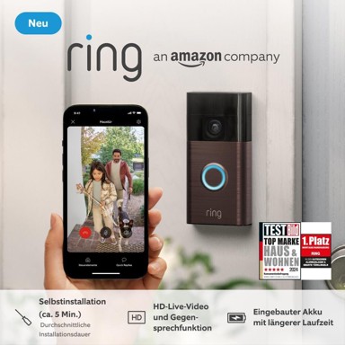 RING Battery video doorbell (Certificirano obnovljeno) punjiva video nadzorna zvona