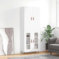 Visoka komoda bijela 69 5x34x180 cm konstruirano drvo , staklena vrata
