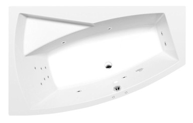 POLYSAN Evia L, hidromasažna kada, 170x100x47 cm, Attraction Hydro, akrilat, kromirana