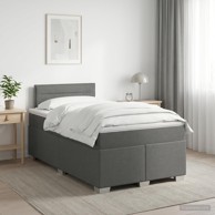 Krevet Boxspring 120x190 cm s madracem, tkanina, tamnosivi