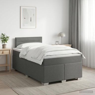 Boxspring krevet s madracem 120 x 190 cm, tamnosiva, tkanina