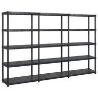 Polica za pohranu 5 razina, 274,5 × 45,7 × 185 cm, plastika, crna