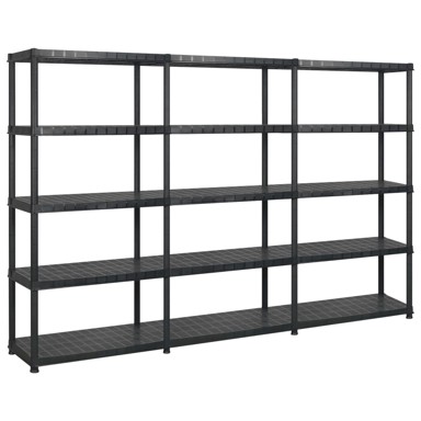 Polica za pohranu 5 razina, 274,5 × 45,7 × 185 cm, plastika, crna