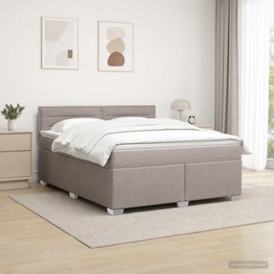 Boxspring krevet s madracem 160 x 200 cm, tkanina, sivosmeđi