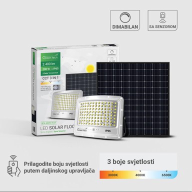 LED solarni reflektor Green Tech, 200 W, 3CCT, IP65