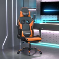 Masažna gaming stolica s osloncem, umjetna koža, crna i narančasta, 1 komad