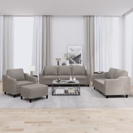 4-dijelni set sofa s jastucima smeđesivi od tkanine