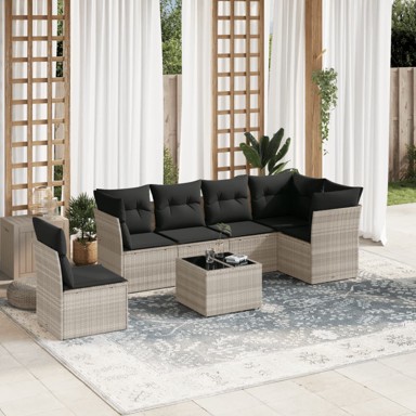 7-dijelni set vrtnih sofa svjetlosivi od poliratana