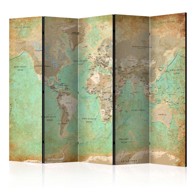 Sobna pregrada u 5 dijelova Turquoise World Map 225x172