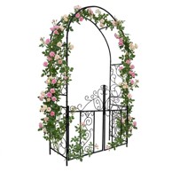 NORTHIX Luk za ruže s vratima 230 x 130 x 38 cm, crni