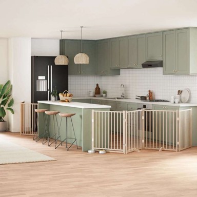 Vrata za pse s vratašcima, 10 panela, sklopiva, 80 x 90 x 2 cm