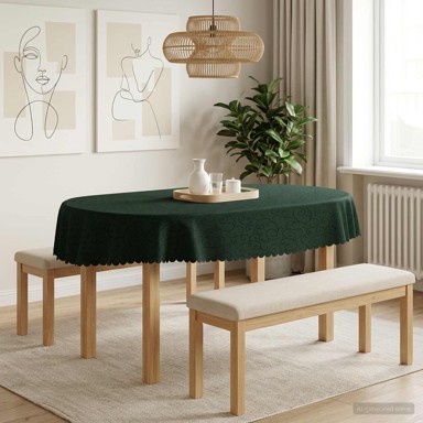 Tkanina za stol 5 kom ovalna 130 x 220 cm, tamnozelena