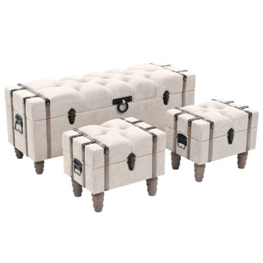 3-dijelni set klupa za pohranu 112x37x45 cm od drva i čelika