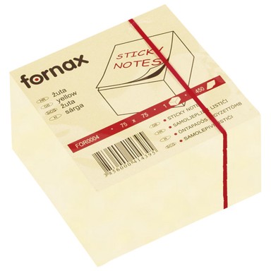 FORNAX Samoljepljiva kocka, 75 x 75 mm, 450 listova, žuta