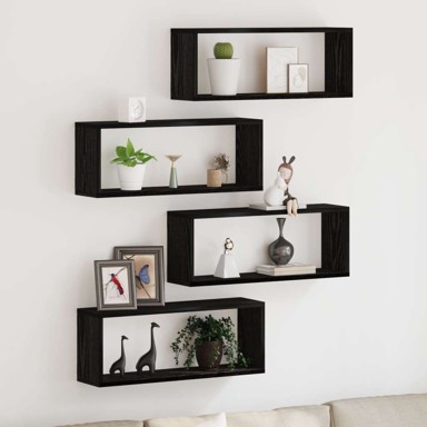 Set polica od 4 komada, 60x15x23 cm, inženjersko drvo, crveni hrast