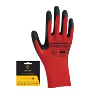 LACUNA Zaštitne rukavice POLIESTER CRVENA S CRNIM PREMAZOM VEL. 10