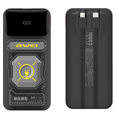 AWEI Powerbank P77K, 10000 mAh, 22,5 W, Lightning kabel
