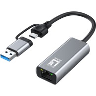 USB-C + USB-A na RJ45 adapter, 10/100/1000/2500