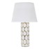 MAURO FERRETTI Stolna lampa Glam Carv keramička s tekstilnim sjenilom, visina 56 cm, bijela/zlatna